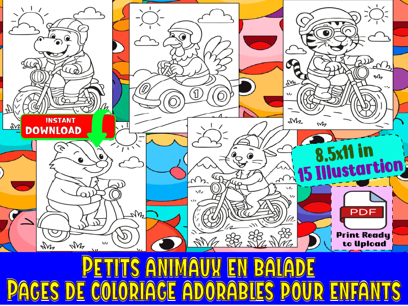 Petits animaux en balade – Pages de coloriage adorables pour enfants
