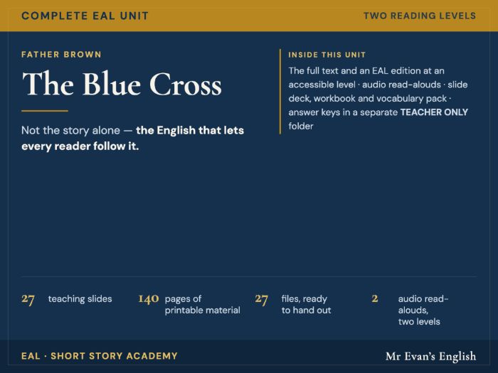 The Blue Cross | KS3 KS4 English | Complete Unit + EAL + Audio
