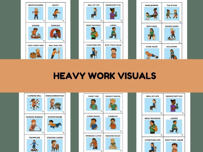 Heavy Work Visuals. Sensory Diet- Proprioception Activities