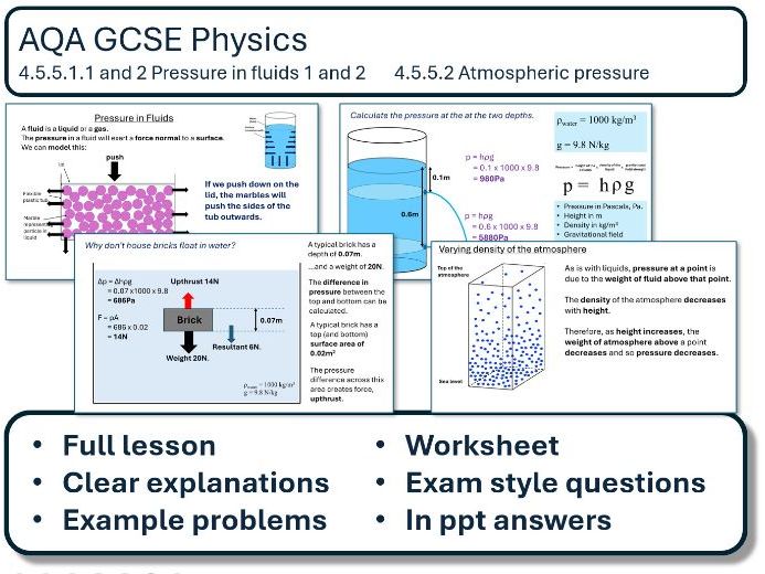 AQA GCSE Physics: Pressure in fluids