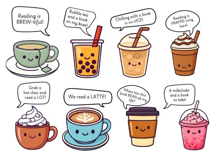 Drink themed posters to promote reading