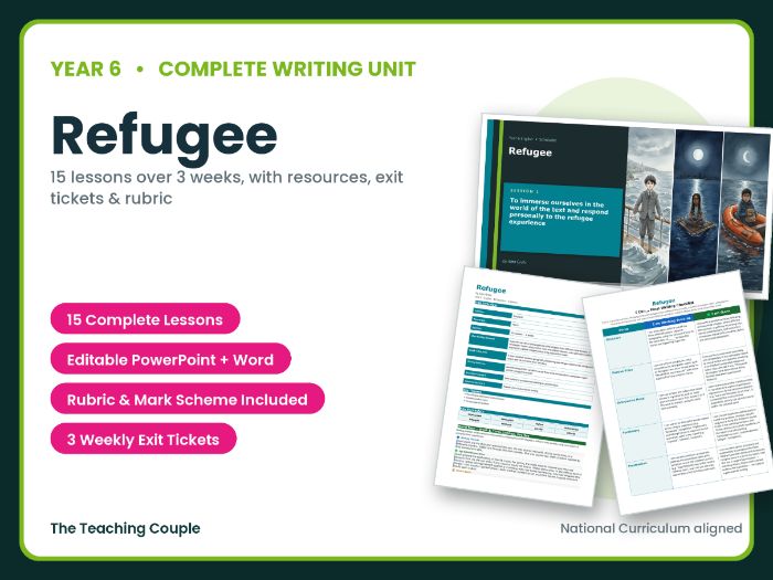 Refugee | Year 6 English Unit | 15 Complete Lessons + Resources + Mark Scheme