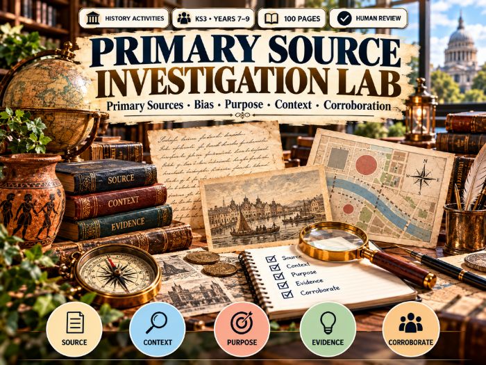 KS3 Primary Source Analysis | History Investigation Worksheets & Activities | 100 Pages