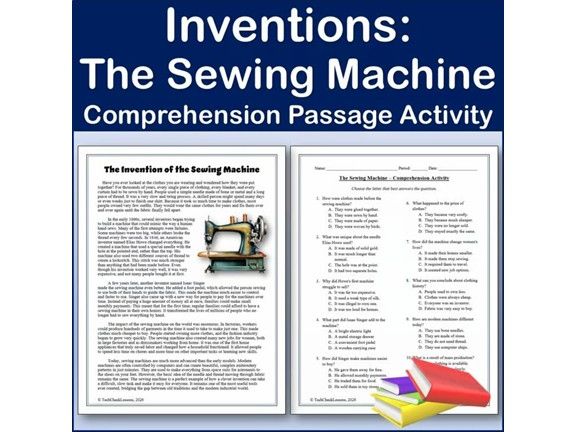 Inventions: The Sewing Machine - Reading Comp Passage & Activity | Editable
