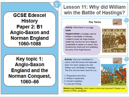 Why did William win the Battle of Hastings? Lesson 11 - GCSE History Edexcel Paper 2 - Normans (B1)