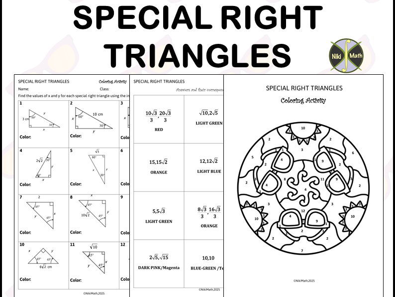 Special Right Triangles - Coloring Activity