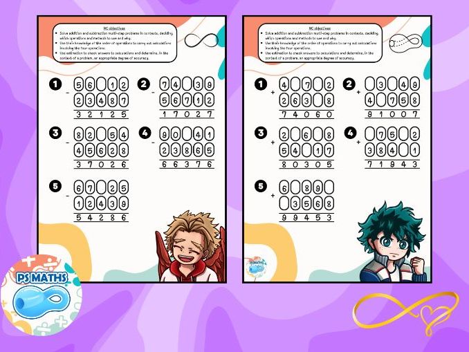 Year 6 Missing Number Column Addition & Subtraction (5-Digit) – Scaffolded Worksheets