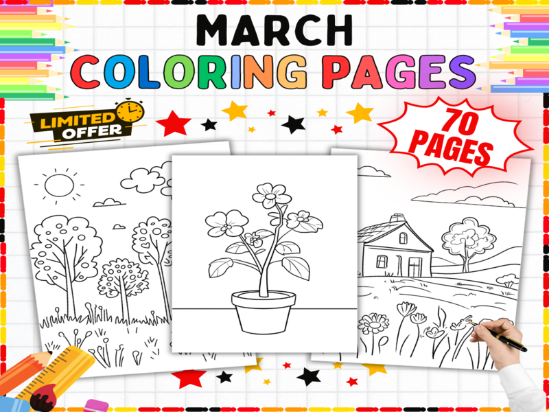 March Coloring Pages | 70 Printable Spring Worksheets | Seasonal Colouring Sheets for Kids