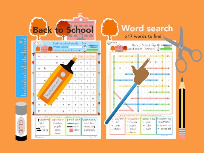 Wordsearch - Back to school words
