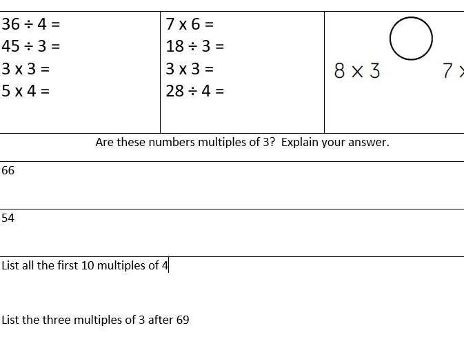 Year 4 Multiplication and Division Assessment