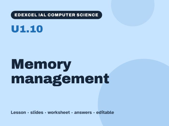 Edexcel IAL Computer Science – U1.10 Memory management – Lesson & Worksheet