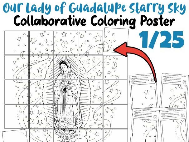 Our Lady of Guadalupe Starry Sky Collaborative Poster | Religious Coloring Art