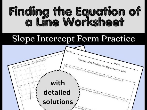 Finding the Equation of a Line Worksheet | Slope Intercept Form Practice