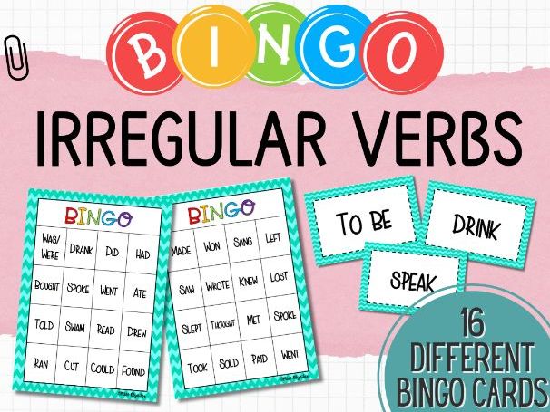 Irregular Verbs Bingo – Past Simple Grammar Game (16 Cards | ESL)