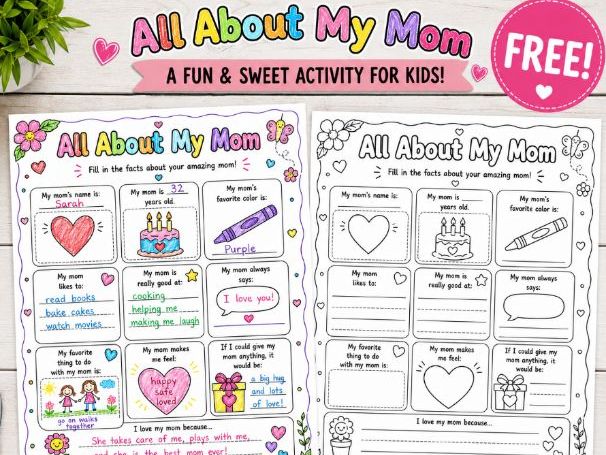 FREE All About My Mom Worksheet | Mother's Day Printable Activity | K–3 PDF