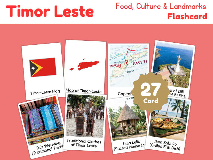 Timor-Leste Geography Flashcards | 27 Printable Country Study Cards
