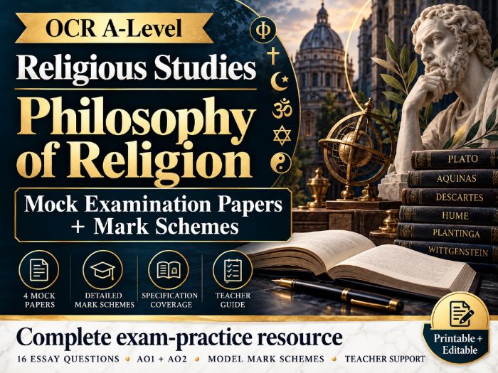 OCR A-Level Religious Studies: Philosophy of Religion | 4 Mock Exam Papers + Mark Schemes