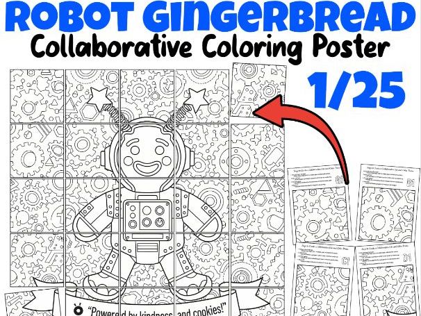 Robot Gingerbread Collaborative Poster | STEM Winter Classroom Activity