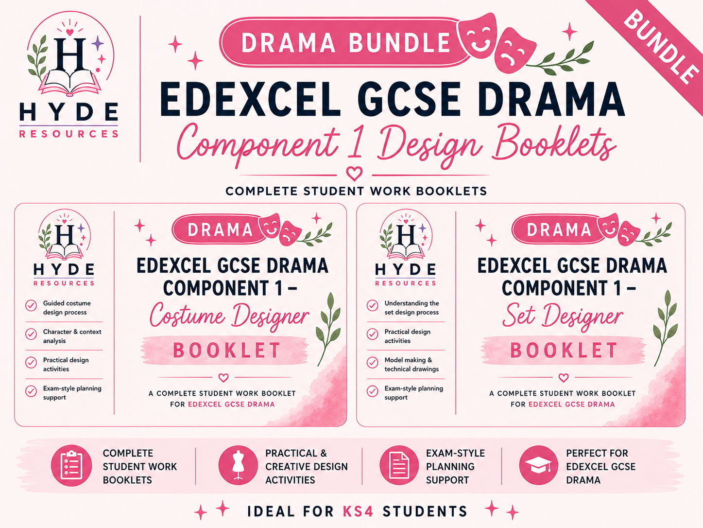 Edexcel GCSE Drama Component 1 Design Booklet Bundle - Costume and Set Design