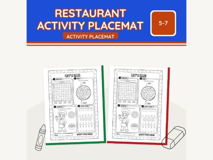 Restaurant Activity Placemat Puzzles | 2 pp