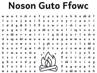 Chwilair Noson Guto Ffowc - Bonfire Night Welsh Wordsearch (KS2)