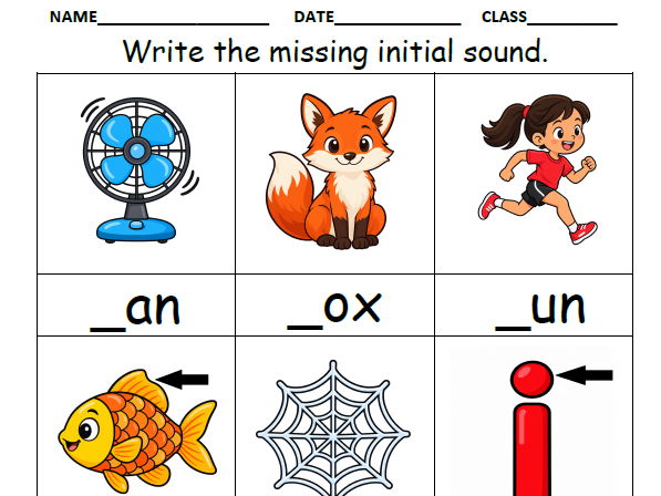 CVC Missing Initial Sounds ~ 5 Phonics Worksheets for Initial/Beginning Sounds