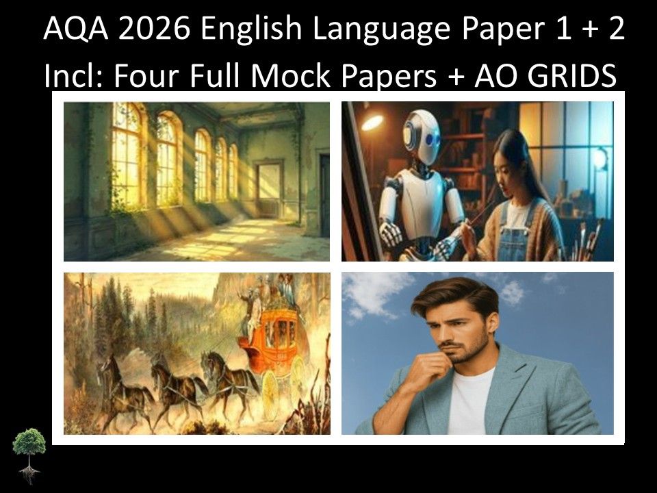 Four AQA 2026 English Language Paper 1 + 2 Mocks | AO GRIDS