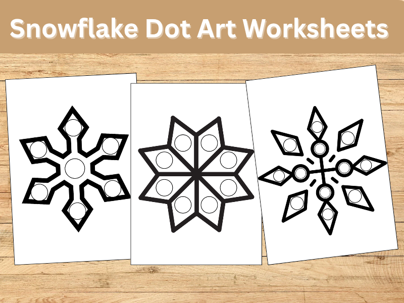 Snowflake Dot Art Worksheets | Winter pompom Activities
