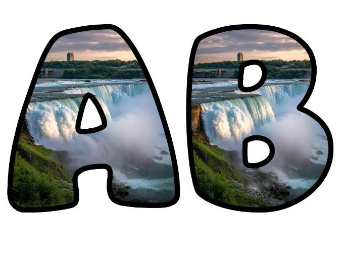 Niagara Falls Waterfall Lettering Set | Classroom Display | Upper & Lowercase, 0-9 and Signs