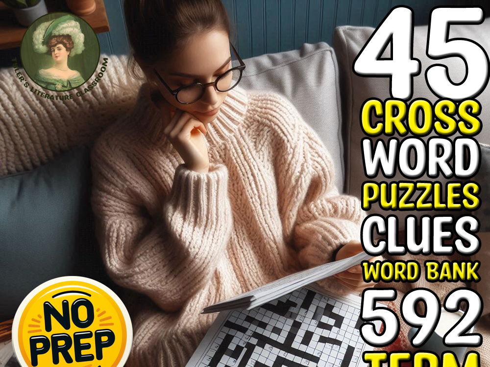 Activity Bundle ELA Vocabulary Crossword Puzzles Sub Plan for High School