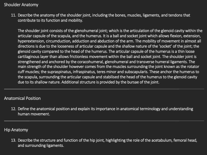 Anatomy Question & Answer Bank