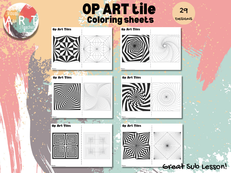 OP Art Tiles- colouring/ design  sheets