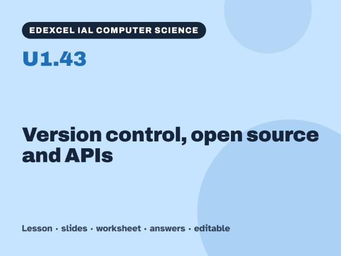 Edexcel IAL Computer Science – U1.43 Version control, open source and APIs – Lesson & Worksheet