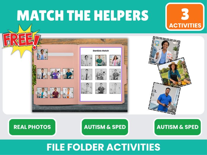 Free Community Helpers Photo Match ASD