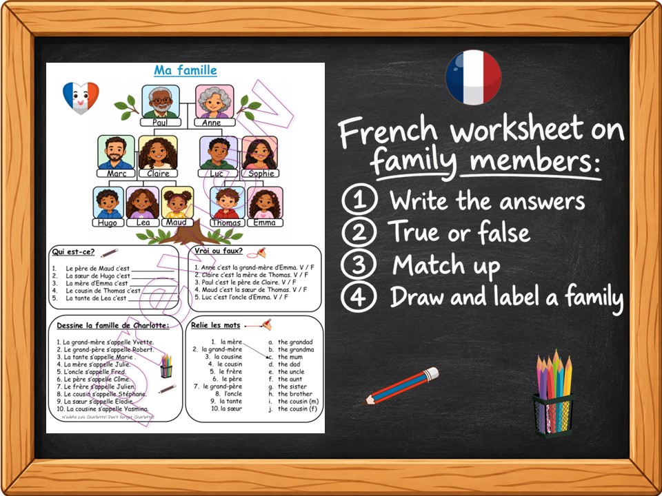 Ma famille | Fiche de travail | French worksheet | Family members