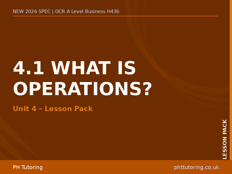 NEW 2026 OCR A Level Business H436 – 4.1 What is Operations? – LESSON PACK