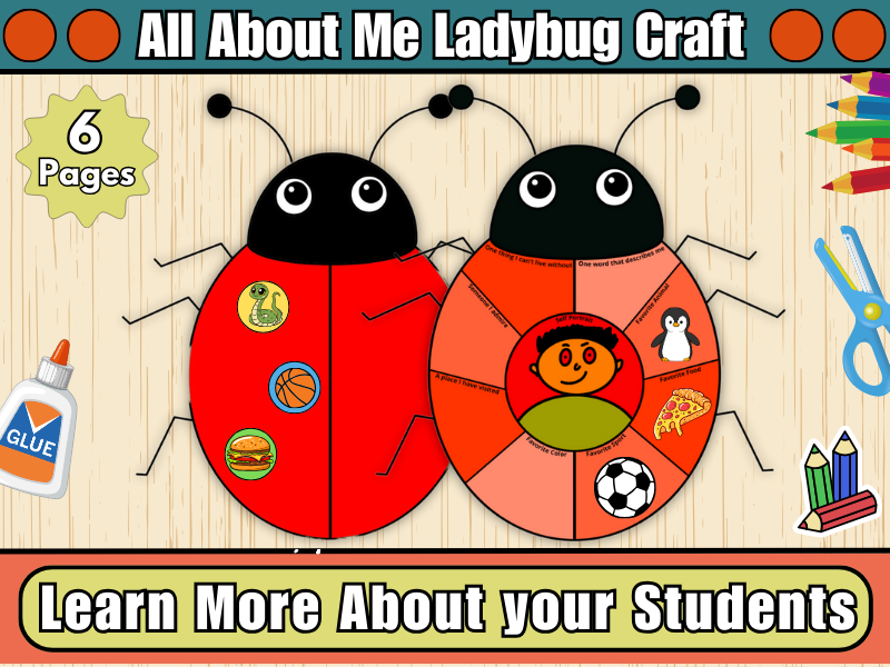 All About Me Ladybug Craft-Get to Know Me-Back to School-Cut & Paste Activity