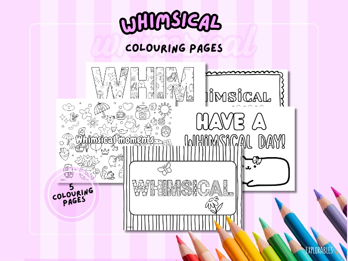 Whimsical Colouring Sheets Whimsical Themed Activity Joyful Relaxing Inspiring Colouring Pages