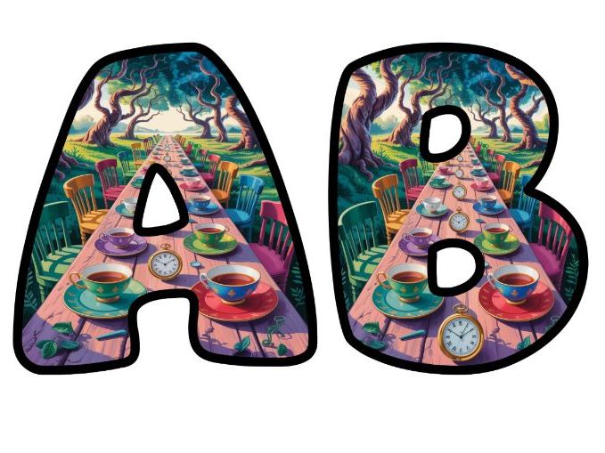 Whimsical Garden Tea Party Lettering Set | Classroom Display | Upper & Lowercase, 0-9 and Signs