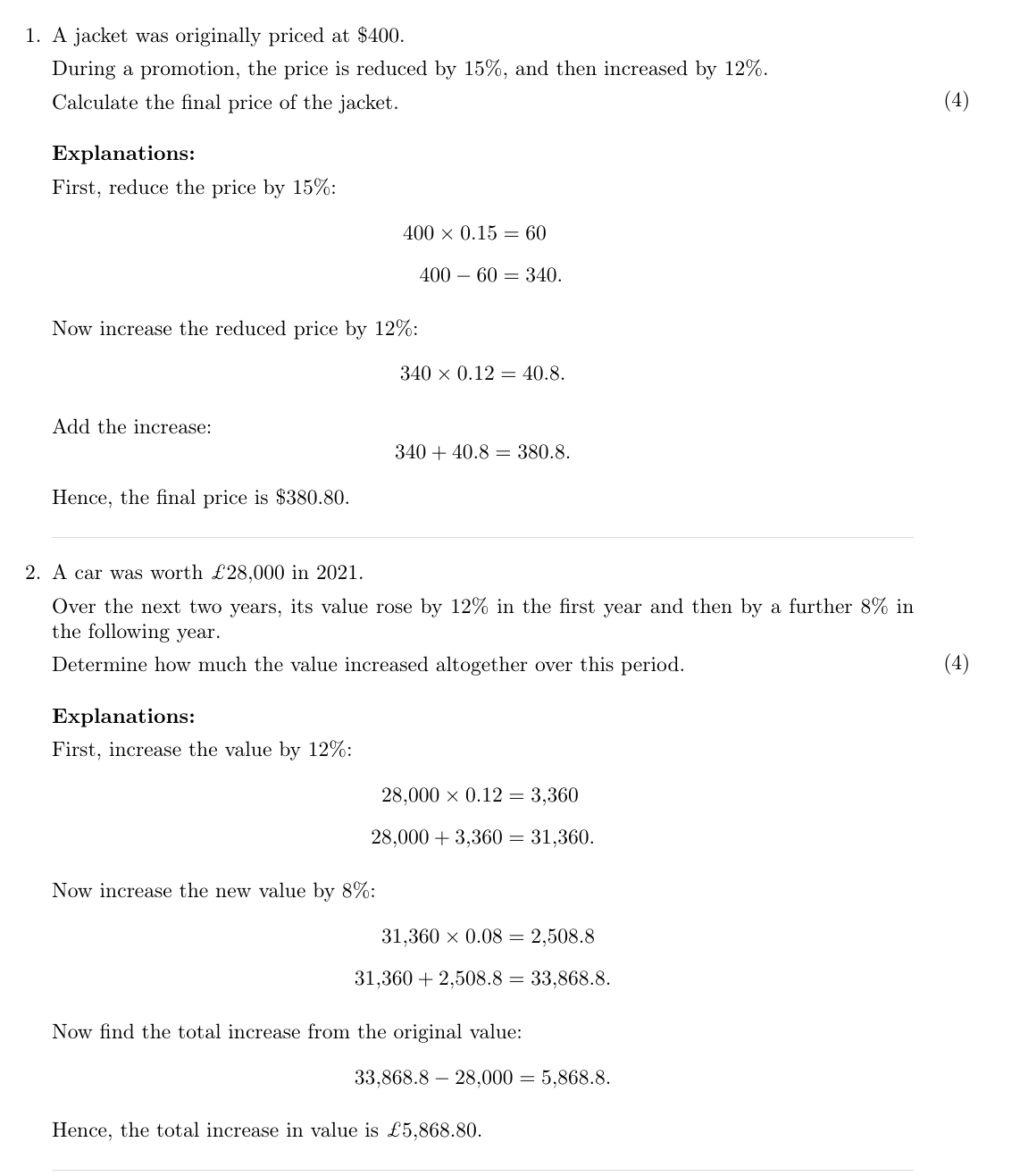 Percentages Gcse Word Problems Worksheets GCSE Percentages of Amounts Word Problems Higher Tier | Teaching Resources