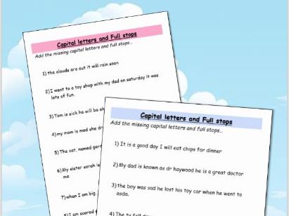 Adding Capital Letters and Full Stops - Two Simple Sentences
