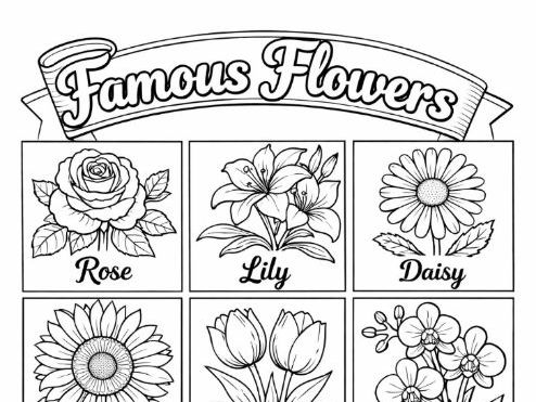 Famous Flowers Colouring Page