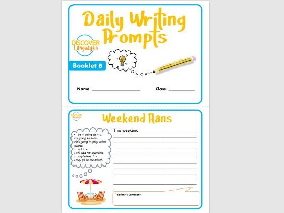 Daily Writing Prompts 6 - Short passage templates for beginner ESL/TEFL students