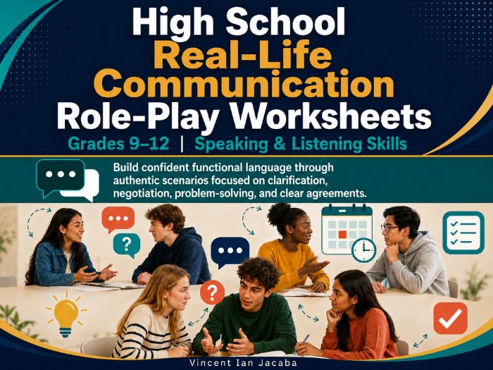 High School Speaking & Listening Role-Play Worksheets | Real-Life Communication | Grades 9–12