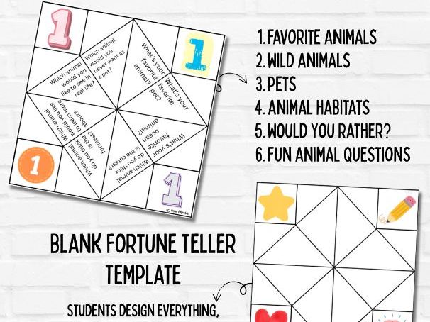 Animals Fortune Tellers | ESL Speaking Activity | Animal Vocabulary Conversation Game