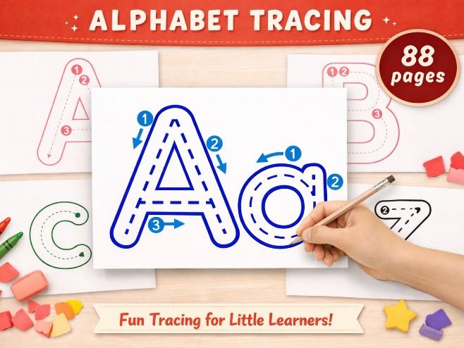 Alphabet Tracing Worksheet A-Z – Printable Preschool Handwriting Practice, Uppercase and Lowercase L