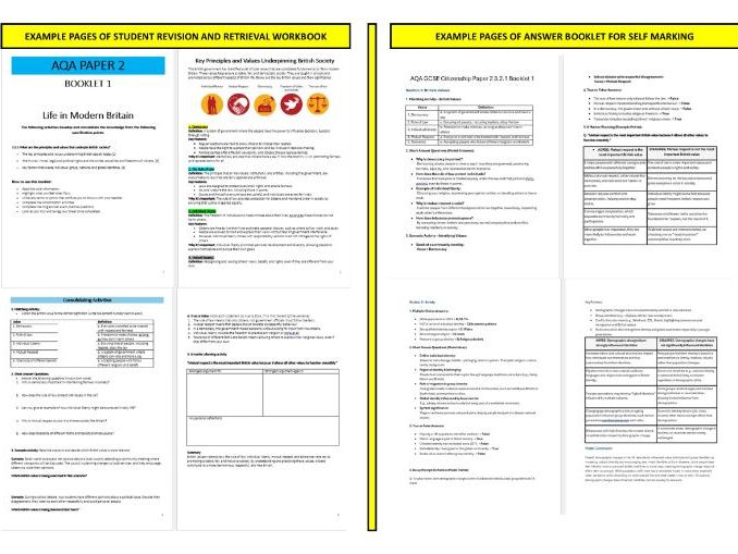 AQA GCSE Citizenship Revision - Life in Modern Britain Unit 4 - Retrieval Workbook and Answer book