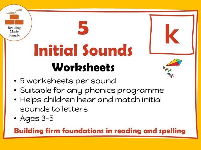 Kk Initial Sounds | 5 Worksheets