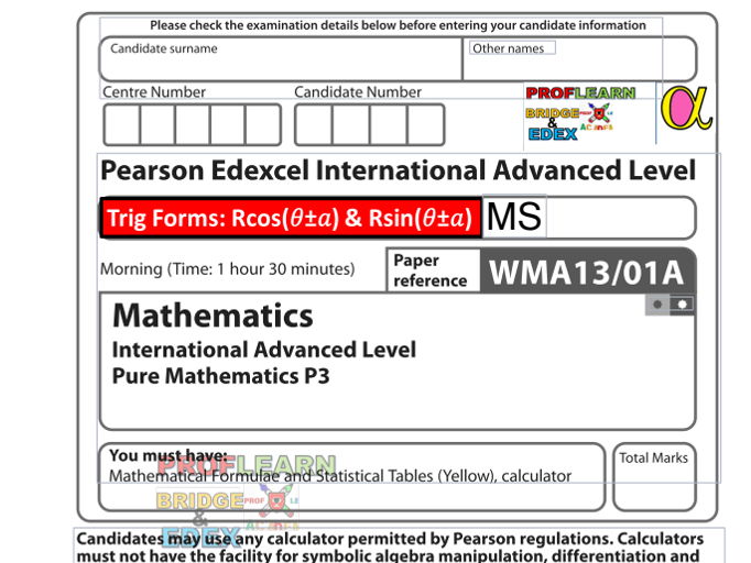 Edexcel A-Level Pure Mathematics P3 Trigonometry Worksheets + Mark Schemes |Exam Practice & Revision