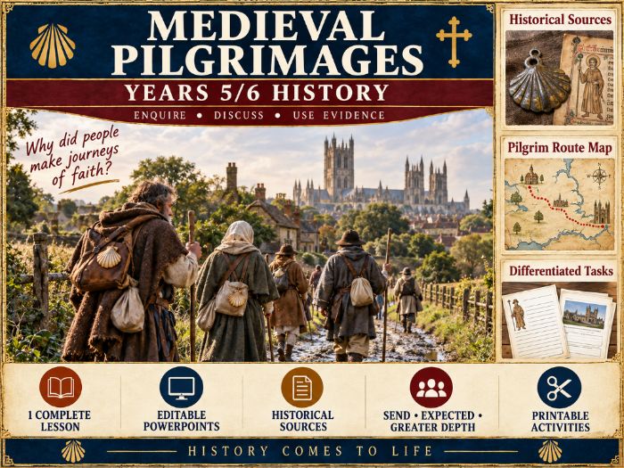 Medieval Pilgrimages - UKS2 - All resources fully editable